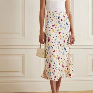 Reformation Bea Slip Midi Skirt Paint Splatter Painted Lady A-Line Sz 8 $148.00